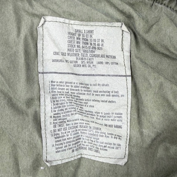 Vintage US Military M65 Field Jacket Mens Small X Short Woodland Camo Coat Lined - Picture 14 of 16